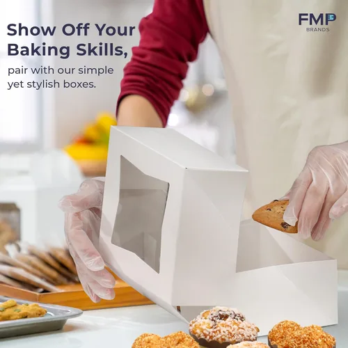 Miniatura 6 de Fit Meal Prep Paquete de 25 cajas de panadería con ventana de 6 x 6 x 3 pulgadas, caja de cartón para cupcakes, pasteles y pastelería, caja