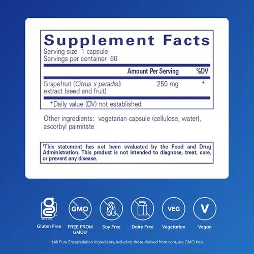 Miniatura 2 de Pure Encapsulations Extracto de semilla de pomelo Suplemento para apoyar el equilibrio de microorganismos intestinales y tracto gastrointestinal*