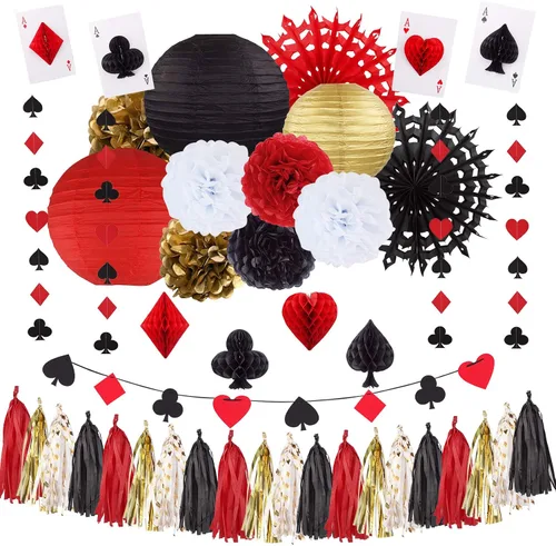 Decoraciones de fiesta temática de casino, fiesta de noche de juego, decoraciones mágicas de fiesta de cumpleaños, pancarta mágica para decoración