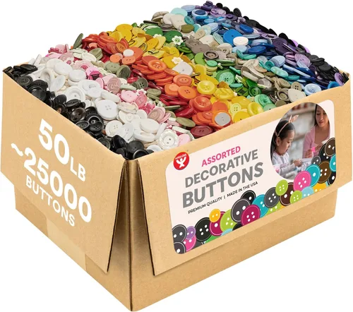 Miniatura 8 de 500 botones surtidos (aproximadamente) para manualidades – Contenedor a granel de 1 libra – Botones pequeños y grandes para coser, camisas, ropa