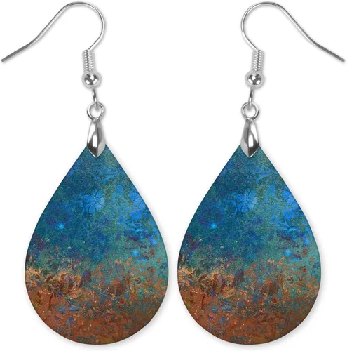 Miniatura 92 de Dangle Earrings for Women Colorful Dangling Drop Statement Jewelry Printed MDF Wood Teardrop Double Side Print Handmade by The Painted Pug