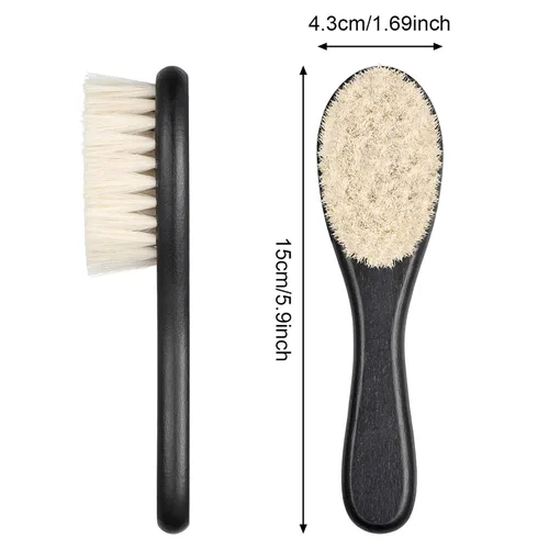Miniatura 3 de Shappy 2 piezas de cepillo de peluquero para hombre, cepillo de barba para el cuello, herramienta de aseo suave con mango de madera para kits