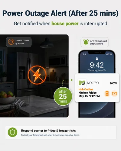 Miniatura 5 de MOCREO Termómetro WiFi para congelador con alarma de congelador, pantalla de pantalla, alertas de zumbador de correo electrónico de aplicación