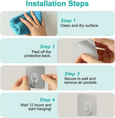 Miniatura 3 de Paquete de 12 ganchos autoadhesivos resistentes – transparentes, impermeables, ganchos de pared adhesivos para llaves, baño, ducha, exterior, Claro