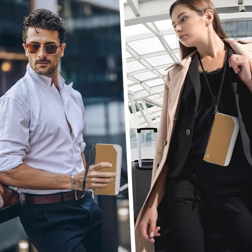 Miniatura 5 de Soporte para pasaporte de viaje para la familia - Cartera grande para pasaporte de viaje, Marrón claro, Classic