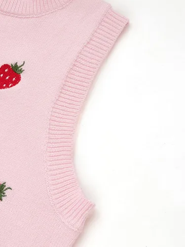 Miniatura 4 de Floerns - Camiseta corta sin mangas con cuello redondo y diseño de fresas para mujer