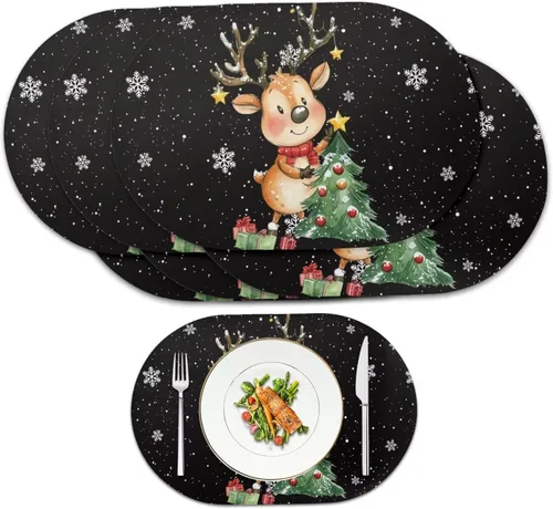 Miniatura 23 de Ghost Placemats Set of 2 Wipeable Faux Leather 12X18 Inch Waterproof Non-Slip Mats Spooky Table Decor Heat Resistant for Scary Dinner Party Fantasma