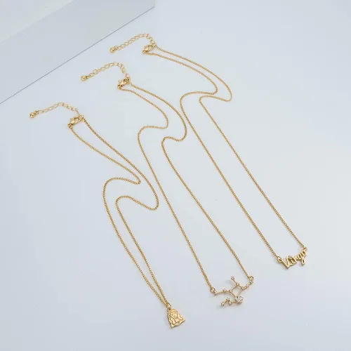 Miniatura 3 de ZMNNOPPAB 3 collares de capas de constelación del zodiaco para mujeres y niñas, circonita 3A, chapado en oro de 14 quilates, 12 constelaciones