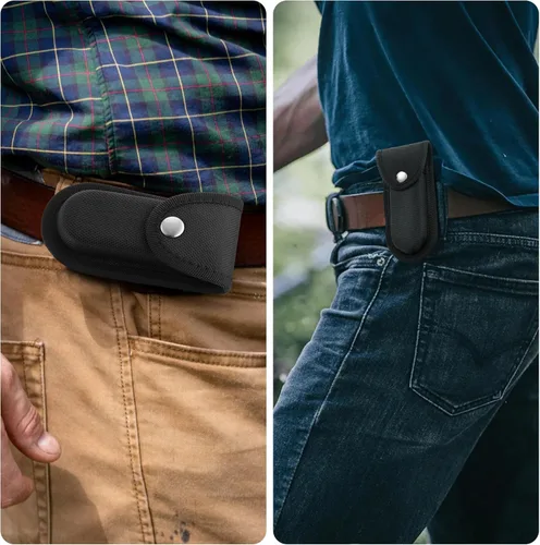 Miniatura 4 de Funda de nailon para cuchillo de bolsillo, bolsa multiherramienta de 5 a 5.5 pulgadas, funda de cinturón para cuchillo plegable con cierre a presión