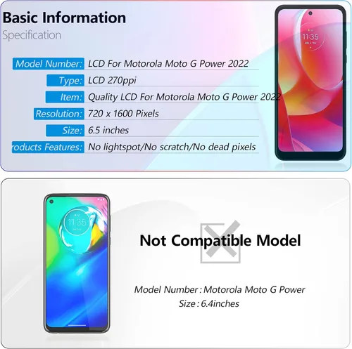 Miniatura 6 de Pantalla LCD para Motorola Moto G Power 2022 Reemplazo de pantalla LCD táctil digitalizador Asamblea para Moto G Power 2022 con kit (negro con marco)