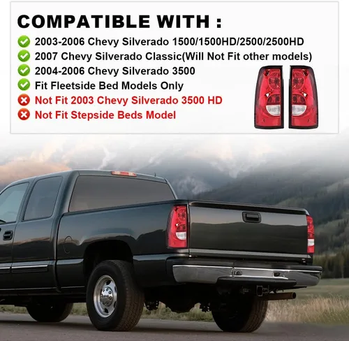 Miniatura 3 de PIT66 Luces traseras compatibles con Chevy Silverado 1500 2500 3500 2003 2004 2005 2006, conjunto de lámpara de luz trasera LED izquierda y derecha