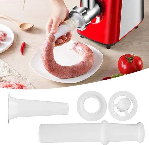 Miniatura 2 de Accesorio para molinillo de alimentos para batidoras de pie de cocina con empujador universal de alimentos + boquilla de relleno de salchichas +