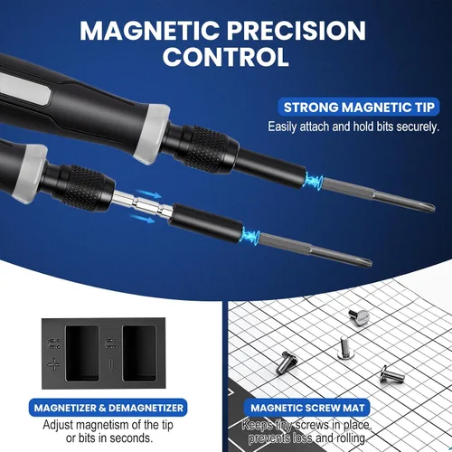 Miniatura 4 de Juego de destornilladores de precisión 152 en 1, kit de reparación electrónica con puntas magnéticas CR-V, kit de herramientas de reparación de Negro