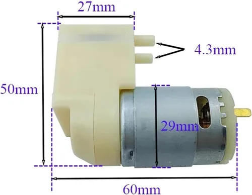 Miniatura 2 de Micro 385 DC12V -80Kpa Bomba de aire de vacío Bomba de diafragma de succión de presión negativa para empacador de bricolaje, inflador, tanque