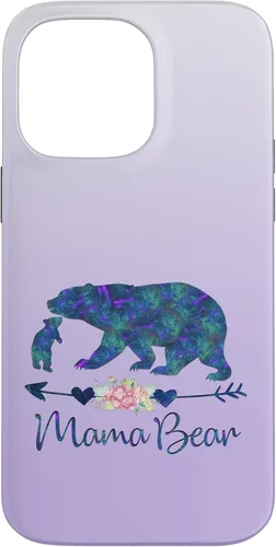 Miniatura 21 de Teal Blue Purple Floral Mama Bear and One Cub Silver Purple Case for iPhone 17