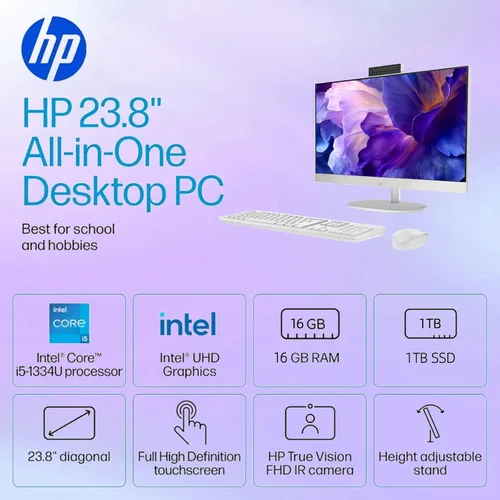 Miniatura 3 de HP Computadora de escritorio todo en uno de 24 pulgadas, PC con pantalla táctil FHD IPS, procesador Intel Core i5-1334U de 13ª generación, 16 GB