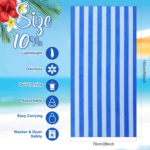 Miniatura 2 de EBOOT Paquete de 10 toallas de playa de gran tamaño, toallas de piscina, toallas de microfibra de secado rápido para adultos, mujeres, hombres, Azul