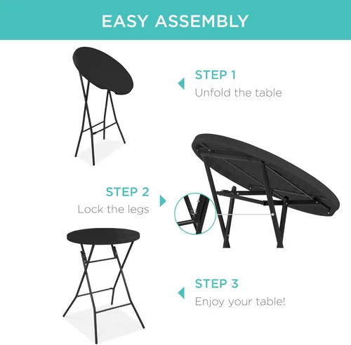 Miniatura 7 de Best Choice Products Mesa plegable de altura de barra de 32 pulgadas, accesorio redondo para interiores y exteriores, para patio, patio, comedor