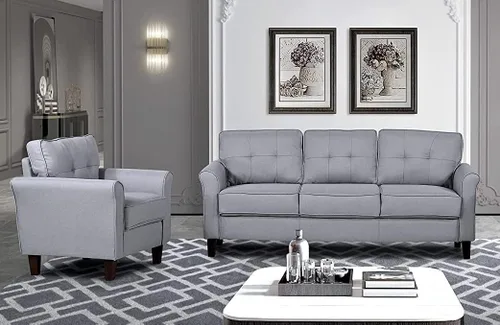 Container Furniture Direct Kouchouk - Muebles de sala de estar de terciopelo cómodos de tres plazas, sofá moderno de mediados de siglo, sofá biplaza