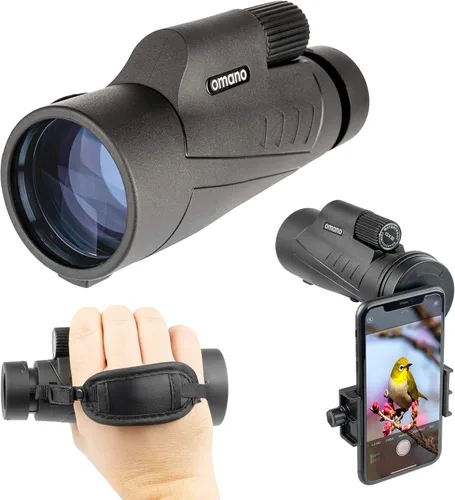 Omano Smithsonian Telescopio monocular de 12 x 50 con adaptador para teléfono inteligente - Monoculares para adultos - Telescopio de alta potencia -