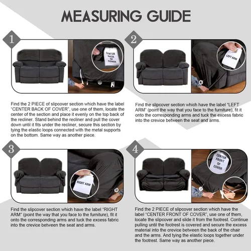 Miniatura 7 de ULTICOR Funda reclinable para sofá biplaza, 48 a 65 pulgadas de largo, 6 fundas de sofá reclinable elásticas de terciopelo para sofá biplaza de 2