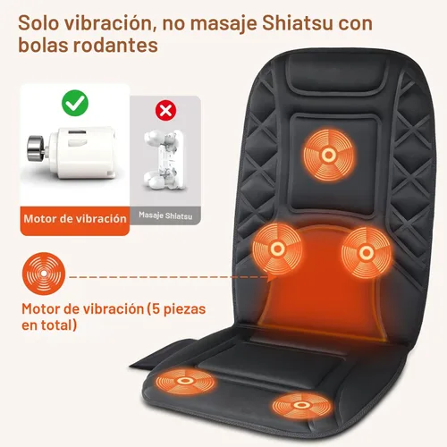 Miniatura 2 de CARSHION Masajeador de espalda con calor, funda de asiento con calefacción con 5 nodos de masaje vibratorios, almohadilla para silla para aliviar