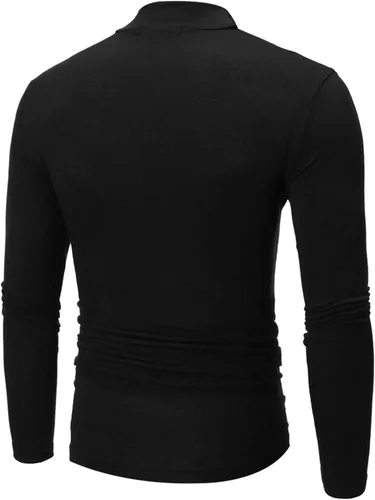 Miniatura 5 de Camisetas negras para hombre 2023 de manga larga cuello alto cálido suéter casual suave cómodo sólido Mock Pullover Undershirt