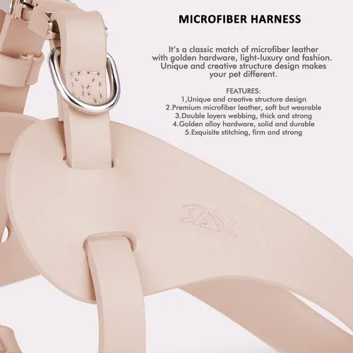 Miniatura 4 de Arnés de cuero de microfibra para perro, [X903] Arnés para perro a prueba de escapes, fácil de poner y quitar, suave, impermeable, con herrajes