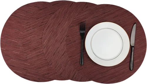 Miniatura 17 de WAZAIGUR Juego de 4 manteles individuales redondos de vinilo tejido fáciles de limpiar, resistentes al calor, manteles para mesa de cocina de 15 Azul