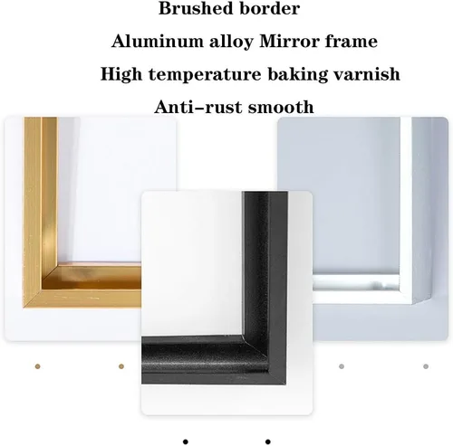 Miniatura 5 de Y&J Espejo de baño, espejo de pared rectangular, espejo con marco de metal, colgante de pared horizontal o vertical, para dormitorio, sala de estar