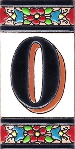 Miniatura 22 de Número de Casa - Número para Casa, Cerámica Esmaltada, Técnica Española Pintada a Mano Cuerda Seca, Nombres y Direcciones, Modelo Flor 2.2 x 4.1 in 8