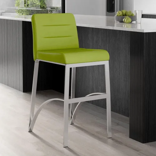 Miniatura 6 de Zuri Furniture Lynx Taburete de bar contemporáneo con base de metal, color gris