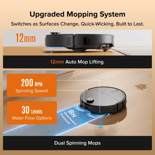 Miniatura 7 de roborock Qrevo Edge 2 Robot Aspirador y trapeador, 25,000 Pa, 3.14 pulgadas, ultrafino, cero enredos, reconocimiento de objetos AI, lavado y secado