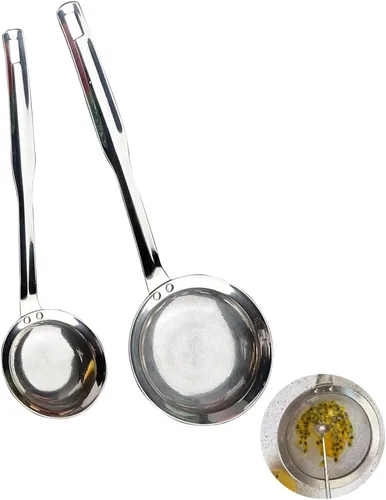 Colador de acero inoxidable de malla fina, filtro de acero inoxidable 2025, colador de red de cocina multifuncional duradero (juego de 2 piezas),