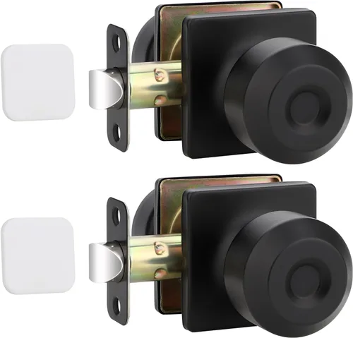 Miniatura 14 de EHOMEWARE Paquete de 2 pomos de puerta interiores, manija de puerta negra con cerradura, pomo de puerta de dormitorio/baño sin llave, pomo redondo