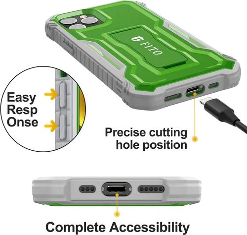 Miniatura 4 de FITO - Funda protectora de doble capa a prueba de golpes y cuerpo completo con protector de pantalla, soporte integrado