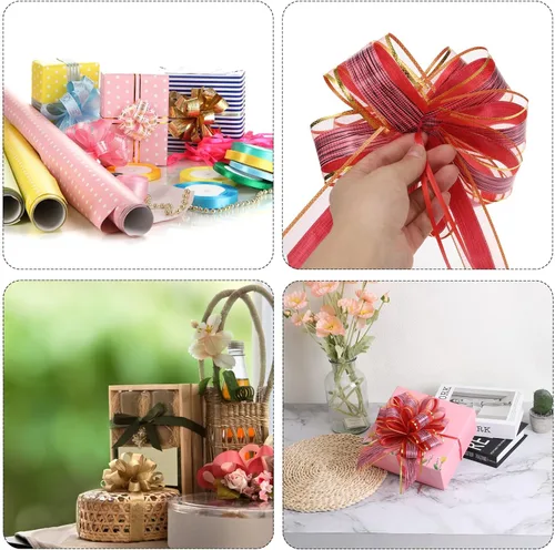 Miniatura 6 de MECCANIXITY 20 lazos grandes de 7 pulgadas para envolver regalos, cinta de organza dorado champán para cestas de boda, regalos de fiesta de Navidad