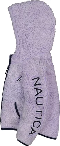 Miniatura 3 de Nautica Sudadera con logotipo para niña, sudadera con capucha de forro polar con cremallera frontal completa y bolsillos