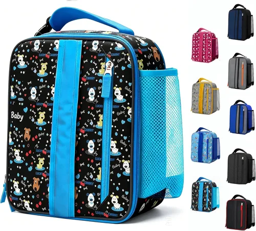 Miniatura 9 de Expandable(18cans) Lunch Box Insulated Cute Cartoon Lunch bag for Kids Boys Grils Toddler Teens Portable Lightweight Small Lunchbox With Shoulder
