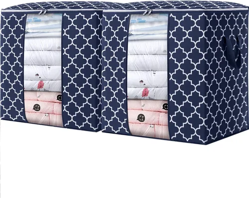 Miniatura 18 de WISELIFE Bolsas de Almacenamiento [3 Unidades/100L] Contenedores Grandes de Organización y Almacenamiento de Mantas y Ropa para Edredones, Ropa