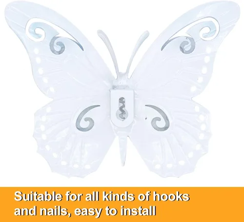 Miniatura 4 de Decoración de pared de mariposa de metal para exteriores, mariposas de alas dobles de 6.5 pulgadas, decoraciones colgantes para valla, jardín