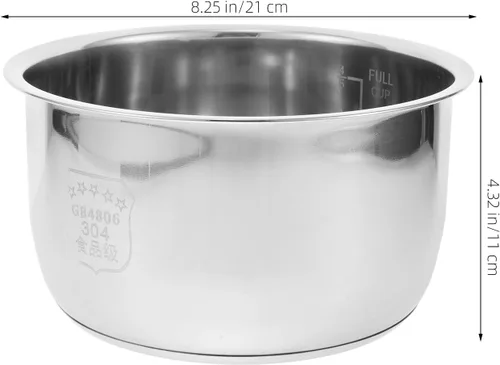 Miniatura 2 de Olla de arroz de acero inoxidable 304, olla interior de repuesto con parte inferior compuesta gruesa de 8.26 x 8.26 x 4.33 pulgadas, compatible