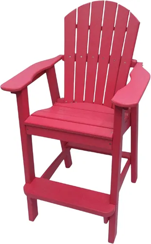 Miniatura 16 de Phat Tommy Silla alta Adirondack – Muebles de exterior de polietileno de alta densidad – Taburete de bar Adirondack de polietileno – Mueble pesado