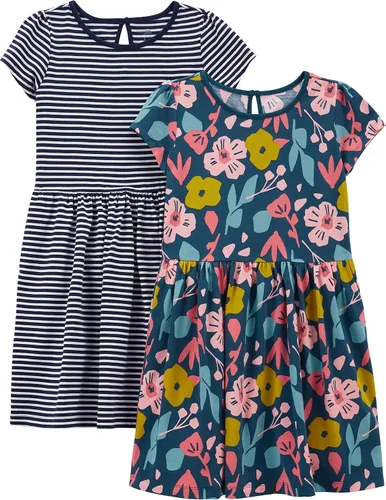 Miniatura 19 de Simple Joys by Carter's - Conjunto de vestido de manga corta y sin mangas para niña, paquete de 2