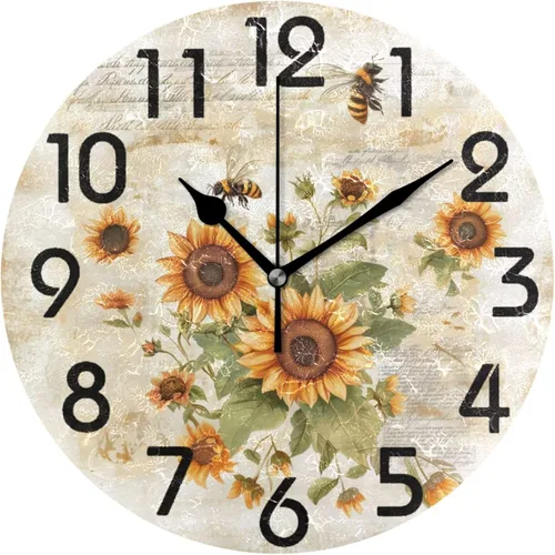 Miniatura 28 de Pretty Sping Flowers Birdhouse Family Birds Reloj de pared redondo, 10 pulgadas, analógico, silencioso, sin tictac, para el hogar, cocina, sala
