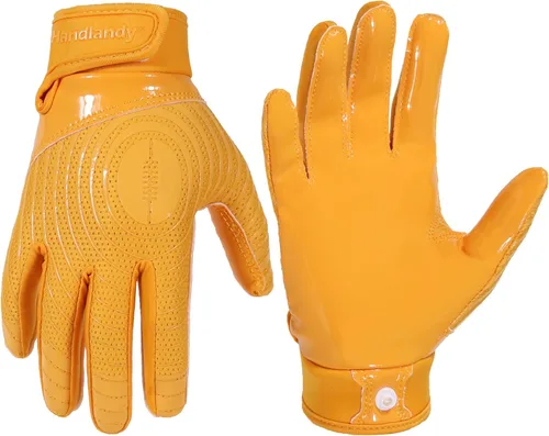Miniatura 15 de HANDLANDY Guantes de fútbol para jóvenes, guantes receptores adhesivos para niños, guante de fútbol de súper agarre, mejor regalo para niños y niñas