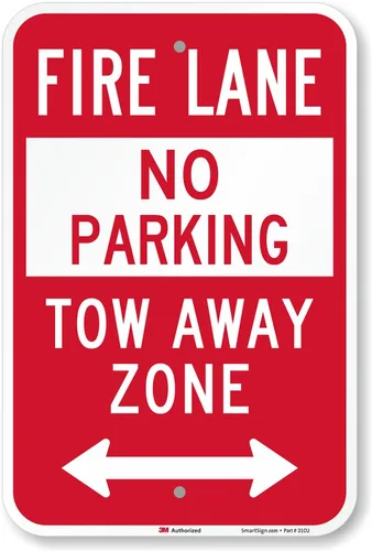 SmartSign Letrero con texto en inglés "Fire Lane - No Parking, Tow Away Zone" de 18 x 12 pulgadas, aluminio de 63 mil, material reflectante laminado