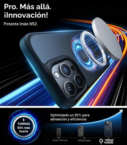 Miniatura 2 de TORRAS Funda ultra magnética para iPhone 15 Pro, [probada en 3 caídas de grado militar] [compatible con MagSafe], a prueba de golpes, translúcida