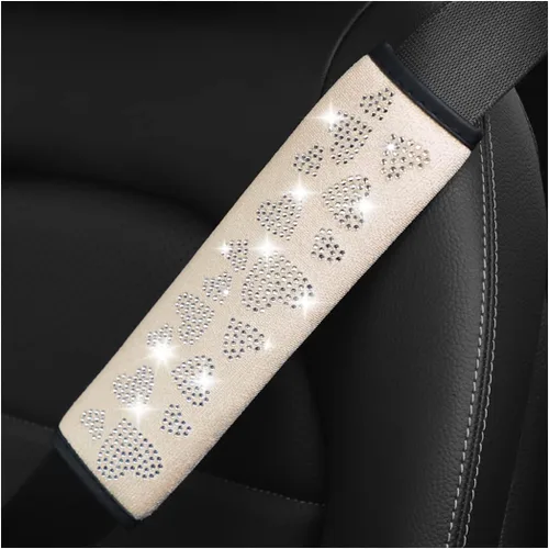 2 fundas brillantes para cinturón de seguridad de automóvil, almohadilla protectora suave para hombros y cuello, cojín de cinturón de seguridad con