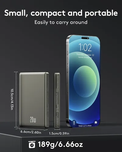 Miniatura 2 de Magsafe - Batería magnética inalámbrica de 10000 mAh con carga USB C, esencial de viaje para cargador portátil Magsafe compatible con iPhone